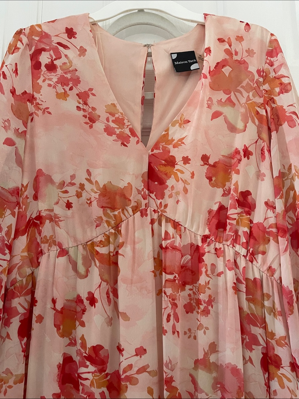 Maison Tara Pink and Coral Floral Maxi Dress - Picture 3 of 4